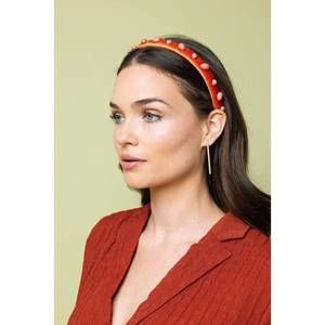 NEW HELLO EDIE velvet ultra slim embellished headband in burnt orange